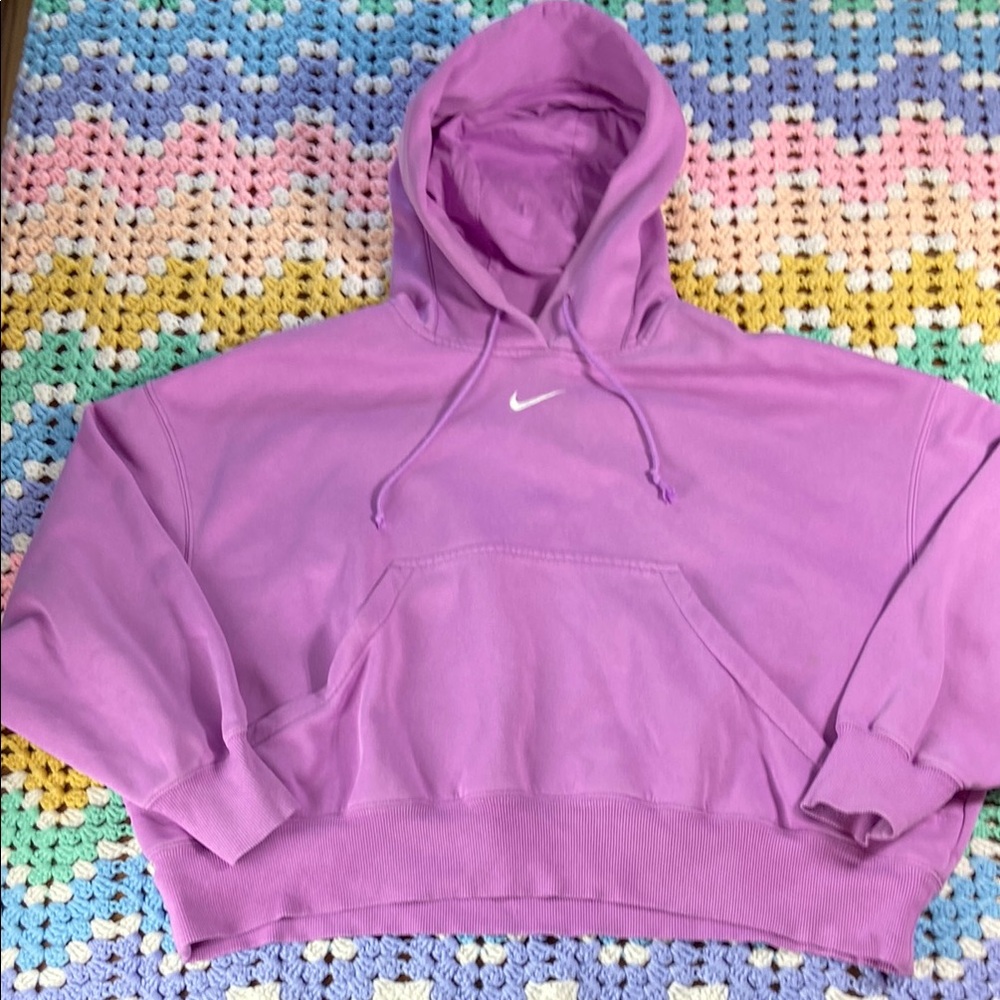 Nike Women's Lavender Hoodie Sweater sweatshirt Medium Oversized Cropped phoenix